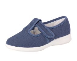Womens Wide Fit Touch Strap Canvas Shoes - Scroll