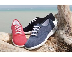 Womens Wide Fit Lace Up Canvas Shoes - Tara