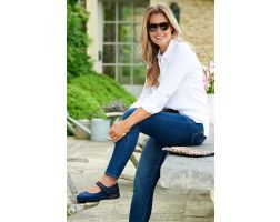 Womens Wide Fit Stretch Fabric Mary Jane House Shoes - Eve