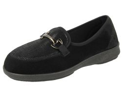 Womens Wide Fit Stretch Fabric Slip On House Shoes - Aster
