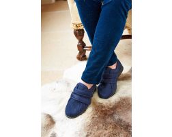 Womens Wide Fit Twin Strap Easy Entry Slippers - Mansfield