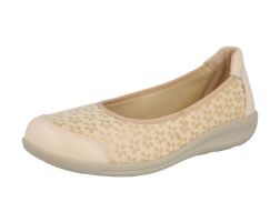 Womens Wide Fit Stretch Upper Pump Court Flat Shoes - Auk