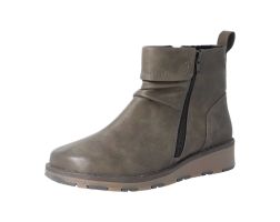 Womens Wide Fit Imitation Leather Zip Entry Ankle Boots - Deer