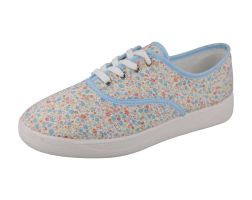 Womens Wide Fit Lace Up Canvas Shoes - Kangaroo