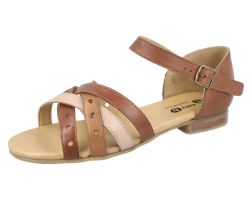 Womens Wide Fit Full Back Flat Sandal - Okra