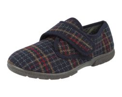 Mens Wide Fit Slippers - Tartan