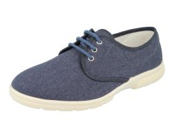 Mens Wide Fit Lace Up Canvas Shoes - Troon