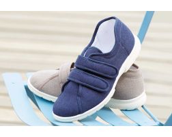 Mens Wide Fit Touch Strap Easy Access Canvas Shoes - Harris